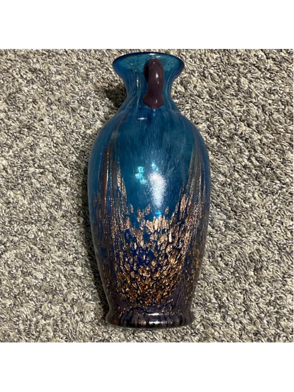 Dale Tiffany Favrile Art Glass Milano Amphora Blue 10